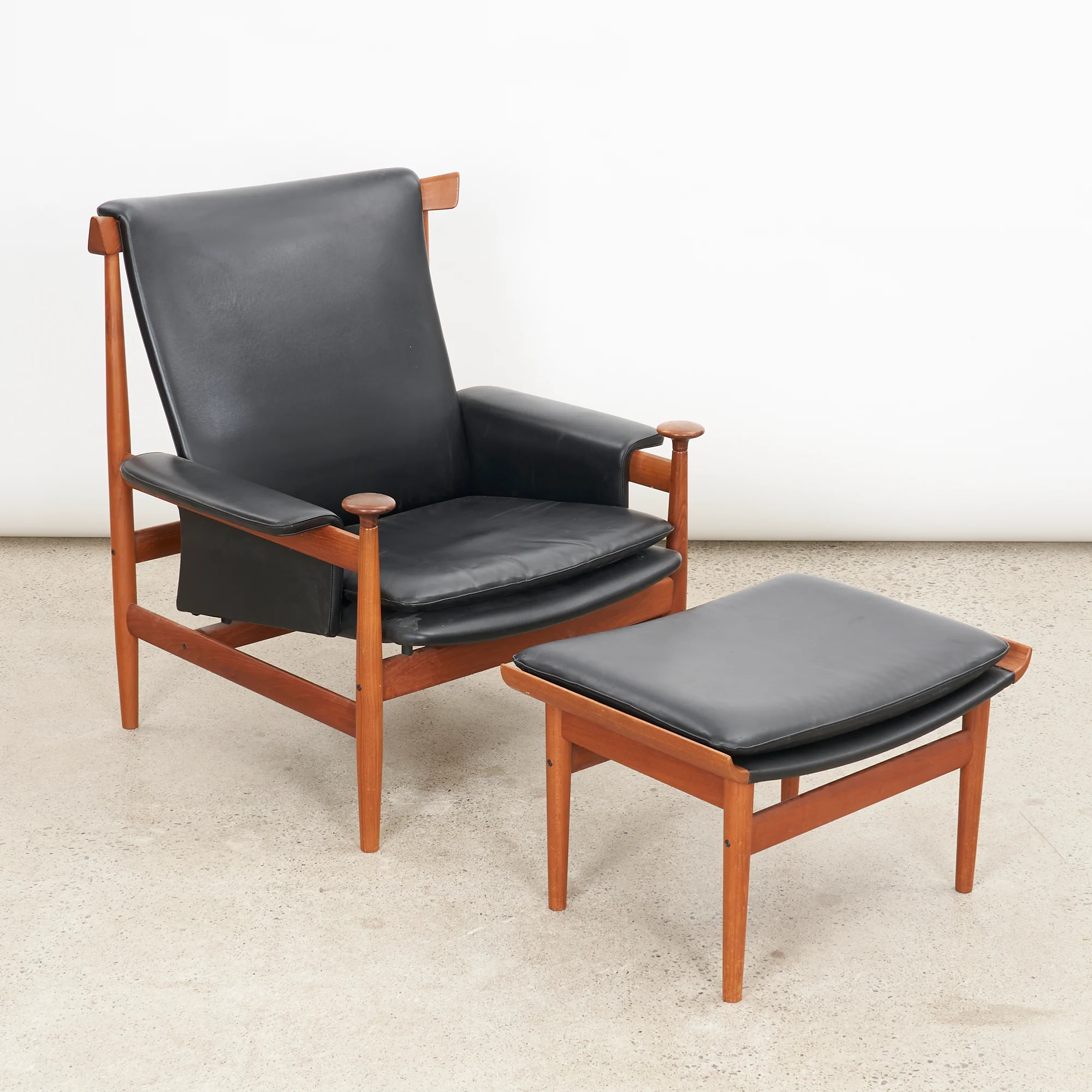 'Bwana' Teak & Leather Lounge Chair & Ottoman by Finn Juhl for France & Søn, Denmark - Image 4