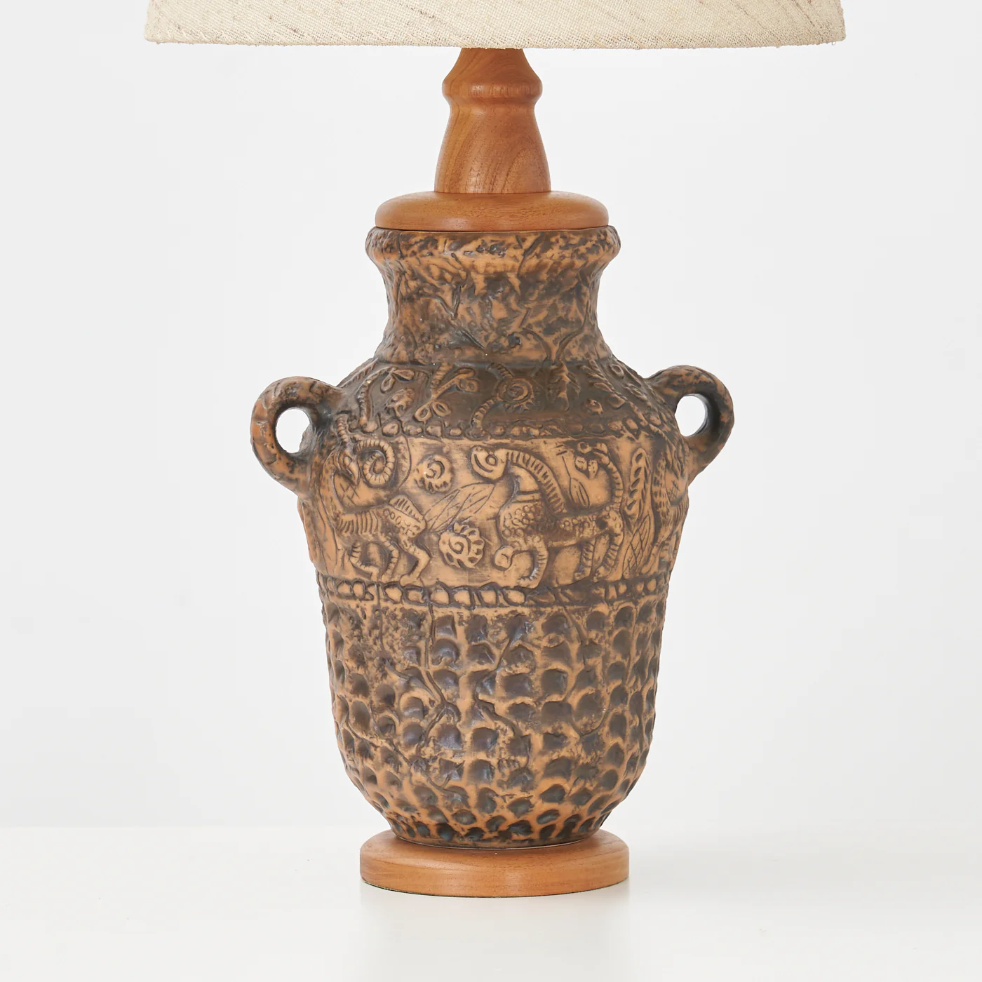 Large Teak & Ceramic Table Lamp - Image 4