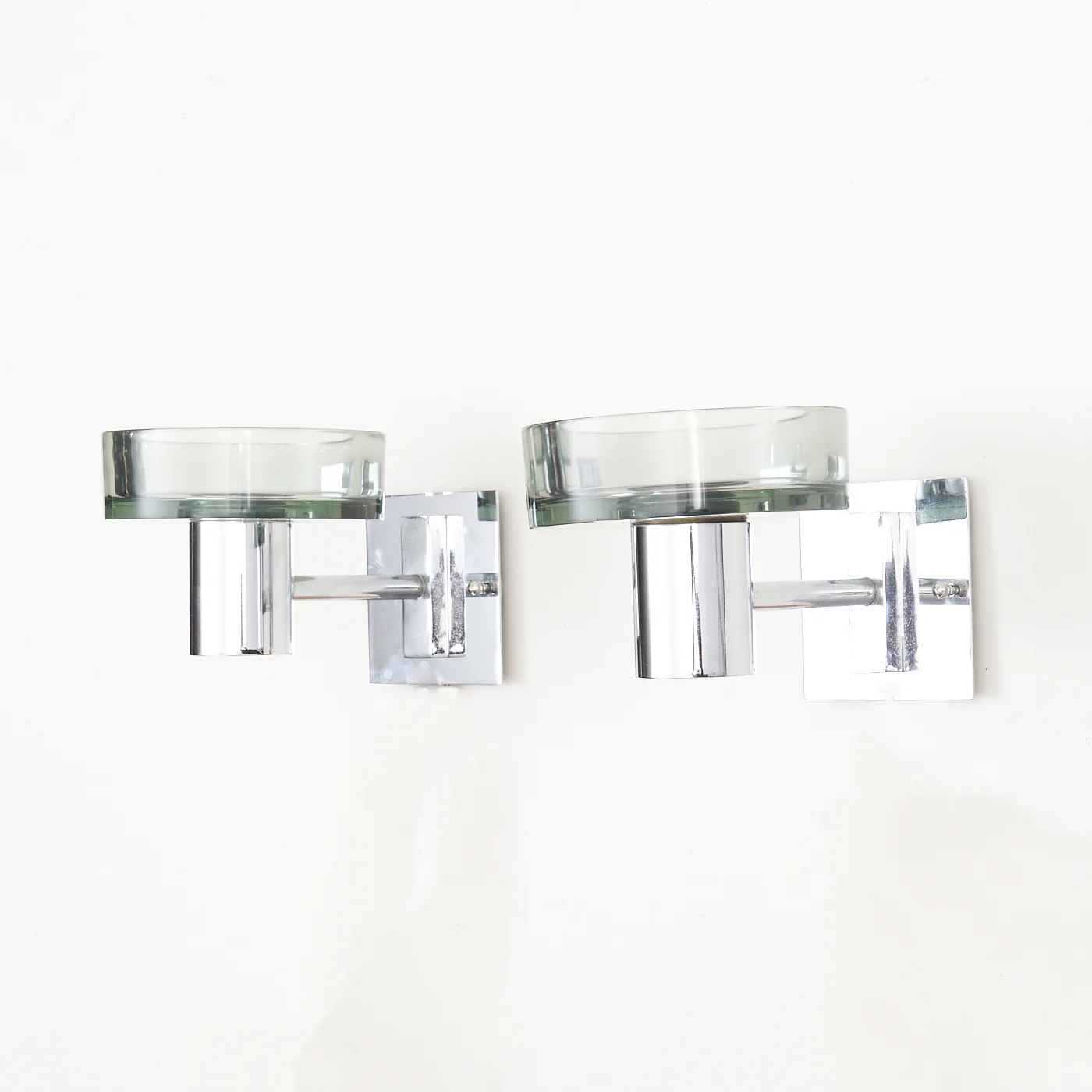 Pair of Chrome & Glass Wall Sconces by Flavio Poli for Seguso, Italy - Image 3