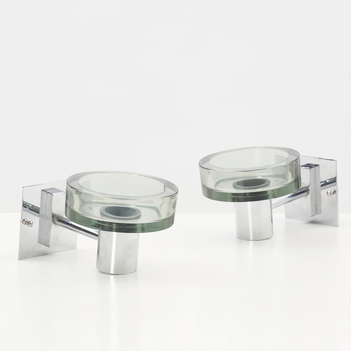 Pair of Chrome & Glass Wall Sconces by Flavio Poli for Seguso, Italy - Image 4