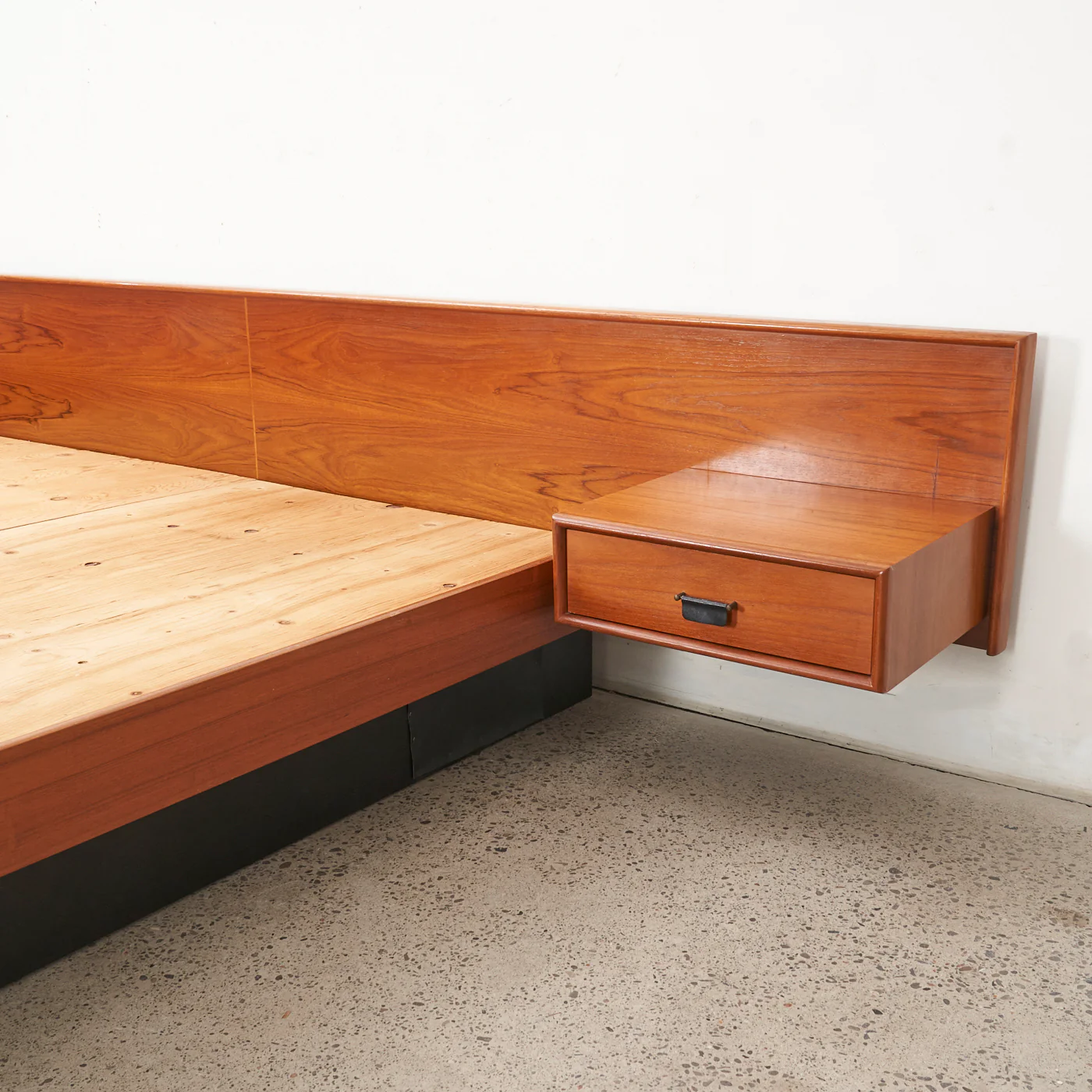 Teak King Bed w/ Floating Nightstands - Image 10