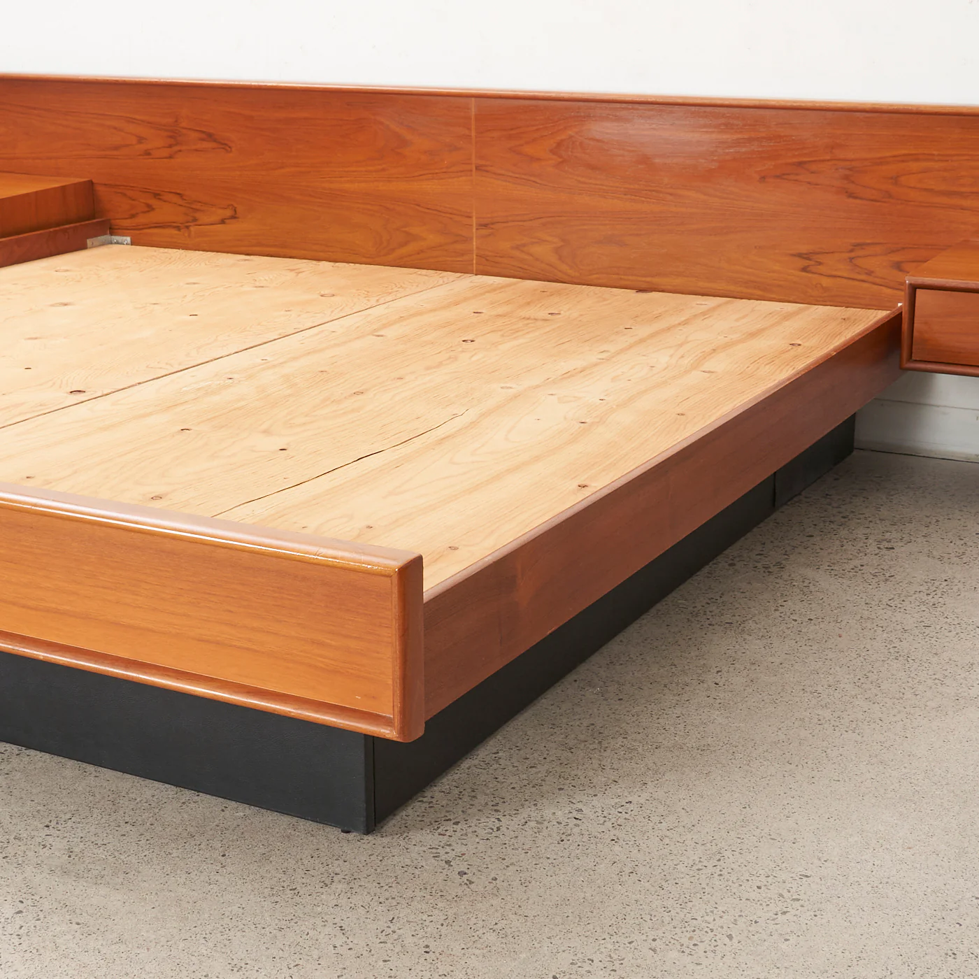 Teak King Bed w/ Floating Nightstands - Image 11