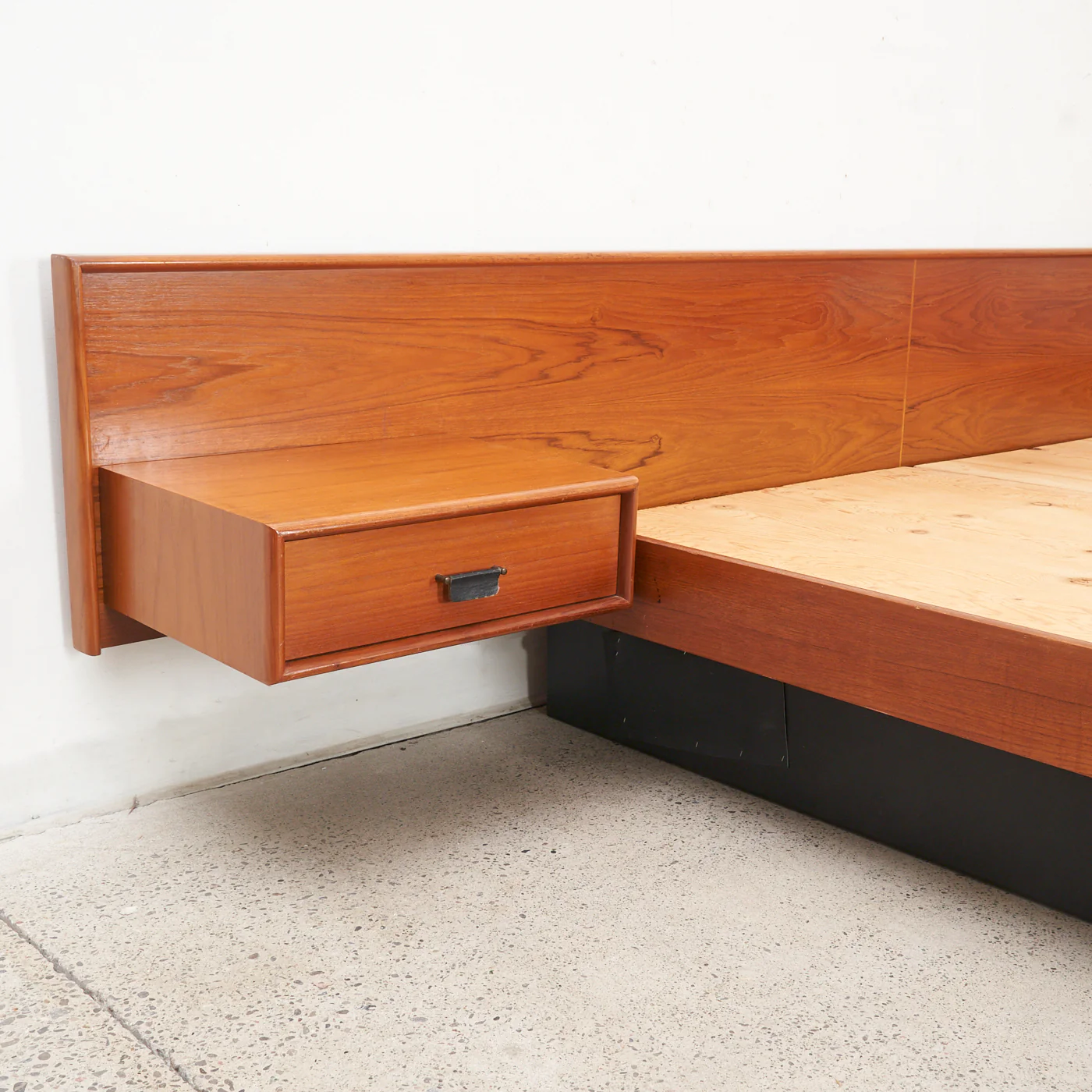 Teak King Bed w/ Floating Nightstands - Image 4