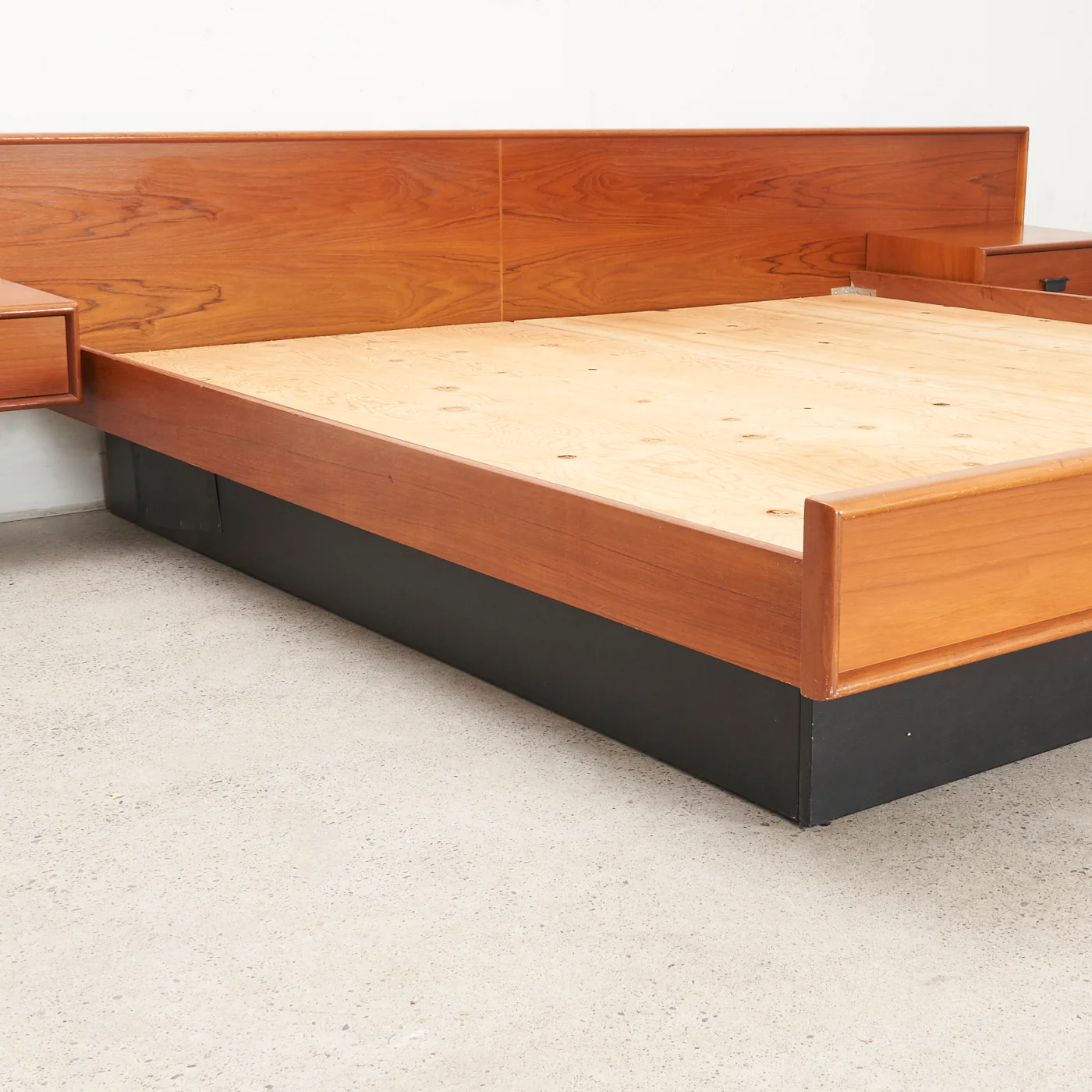 Teak King Bed w/ Floating Nightstands - Image 6