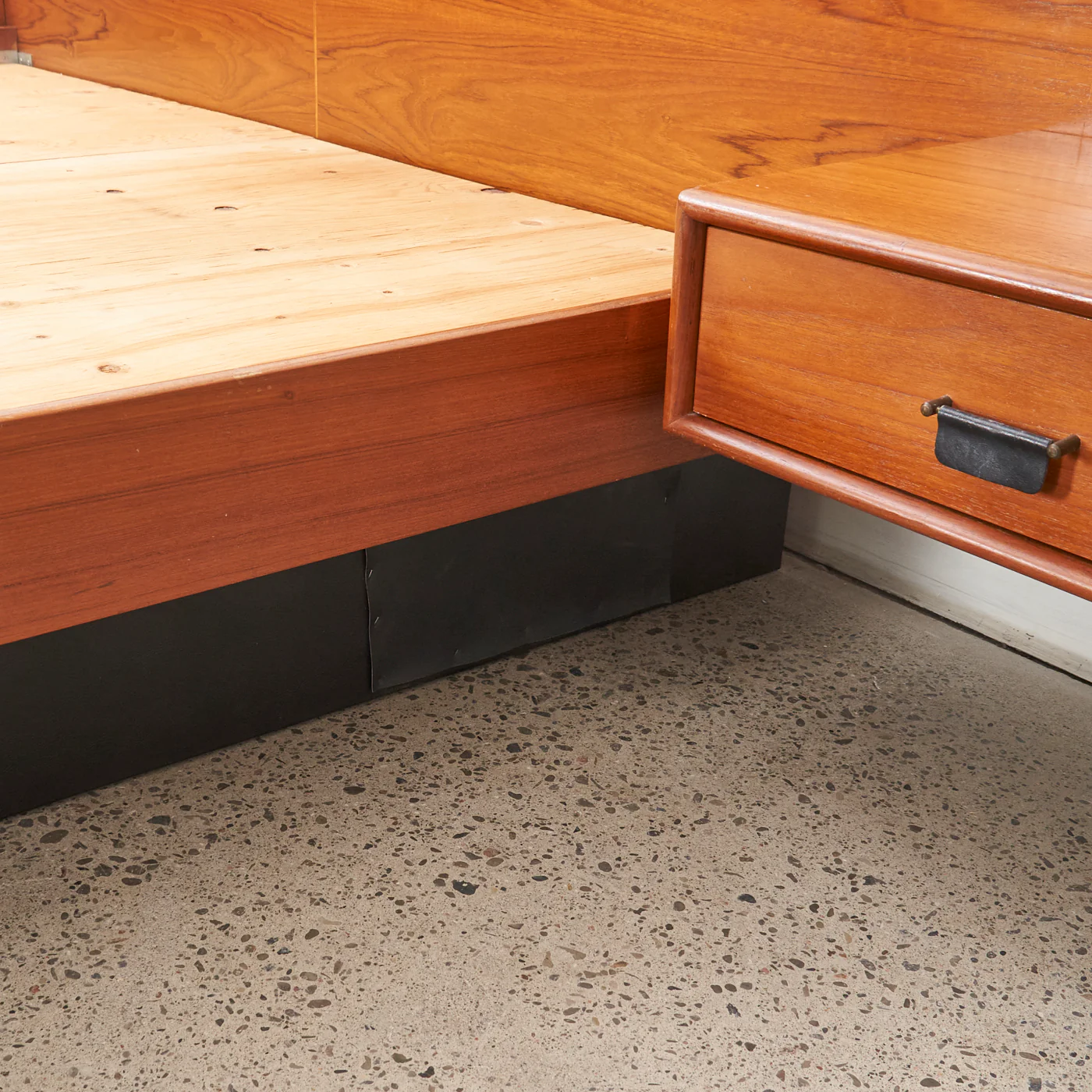 Teak King Bed w/ Floating Nightstands - Image 8