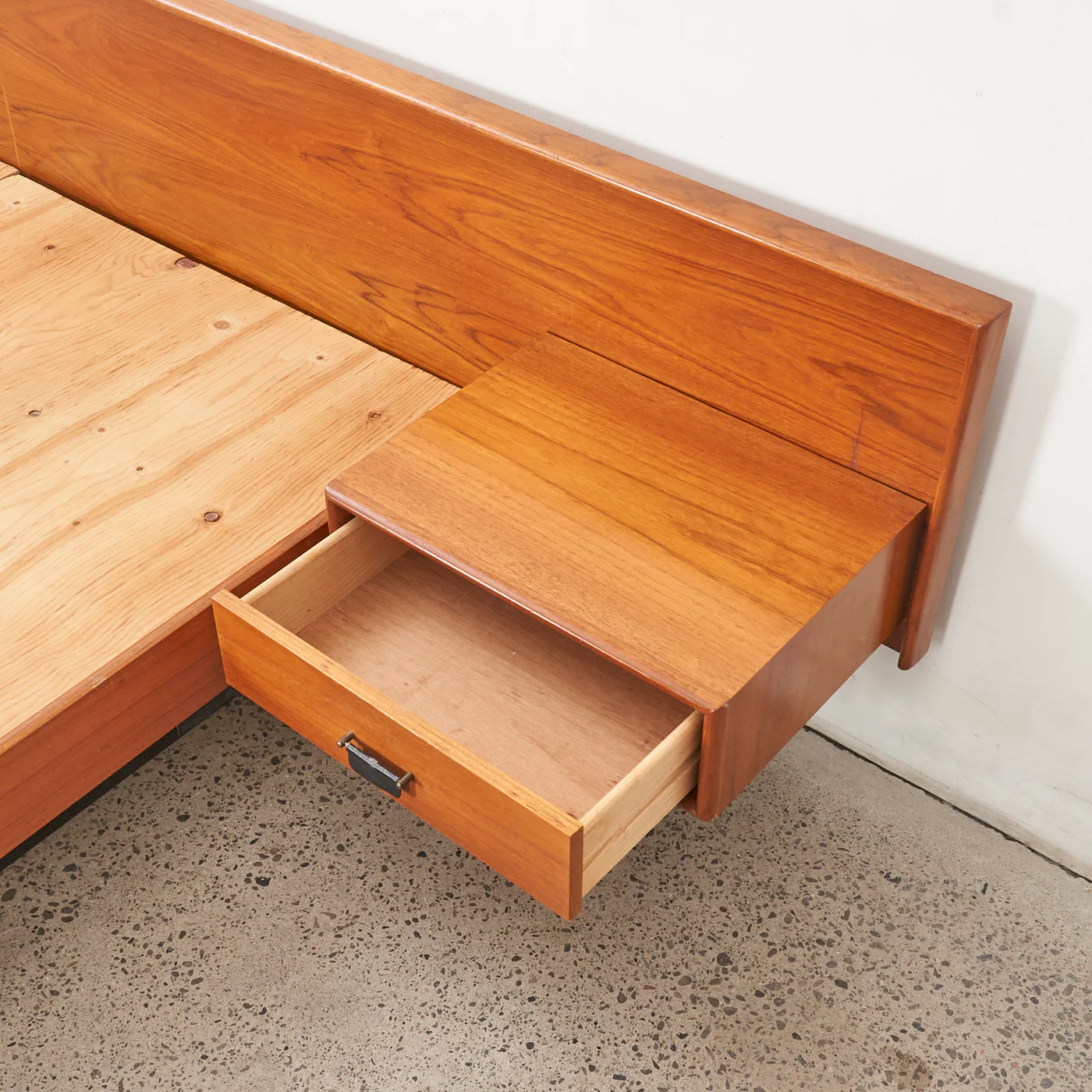 Teak King Bed w/ Floating Nightstands - Image 9