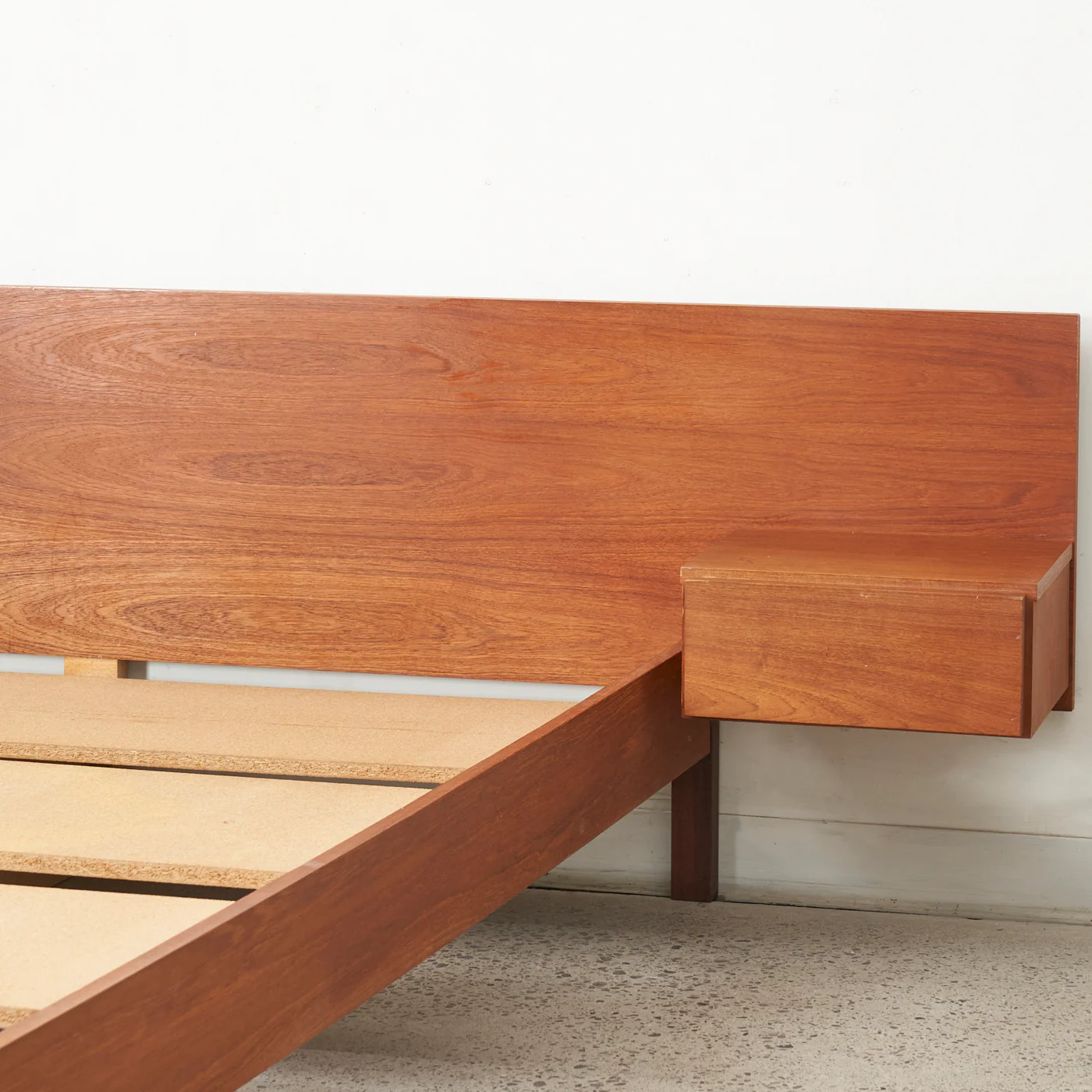 Teak Queen Bed w/ Floating Nightstands - Image 7