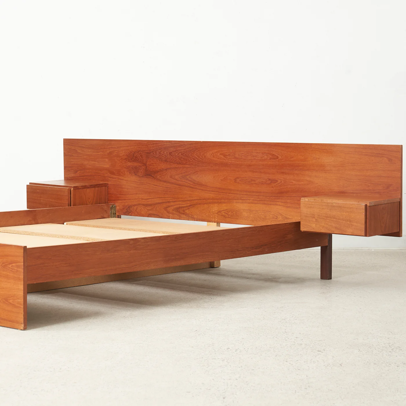 Teak Queen Bed w/ Floating Nightstands - Image 8